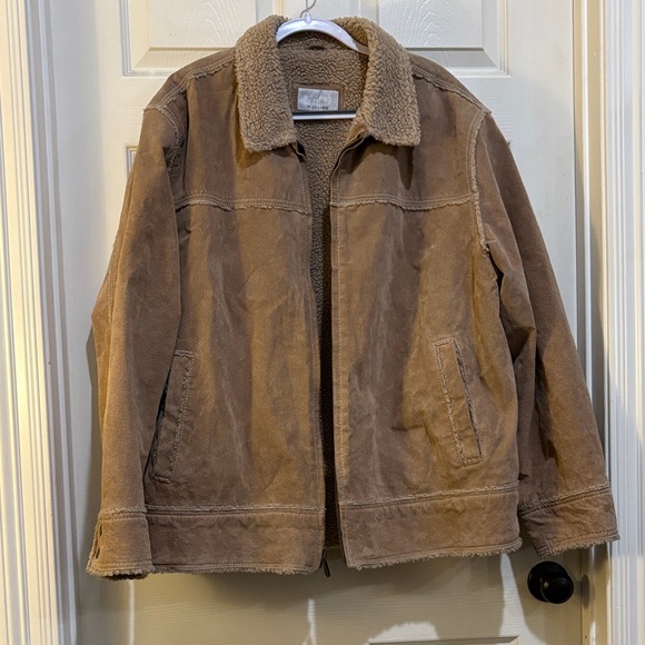 Wilson’s Leather Tan Men’s Sherpa-Lined Suede Jacket - Picture 1 of 5